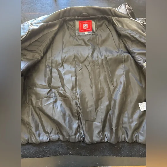 Oakland Raiders Black Leather Jacket XXL NFL - Picture 9 of 11